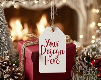 Tag Mockup, Blank Mock Ups, Instant Digital Download Model Template Design Styled Stock Photo Christmas Decoration Name Label Gift Sticker