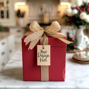 Mockup de etiqueta, mockups de papel em branco, modelo de etiqueta de presente, decoração de Natal, mockup de presente, impressão sob demanda, etiqueta com nome, design de logotipo