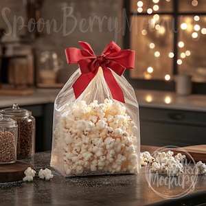 Popcorn Mockup, Blank Label Mock Up, Instant Digital Download Template Styled Stock Photo, Store Company Name Brand Tag Bagged Pop Corn Sale