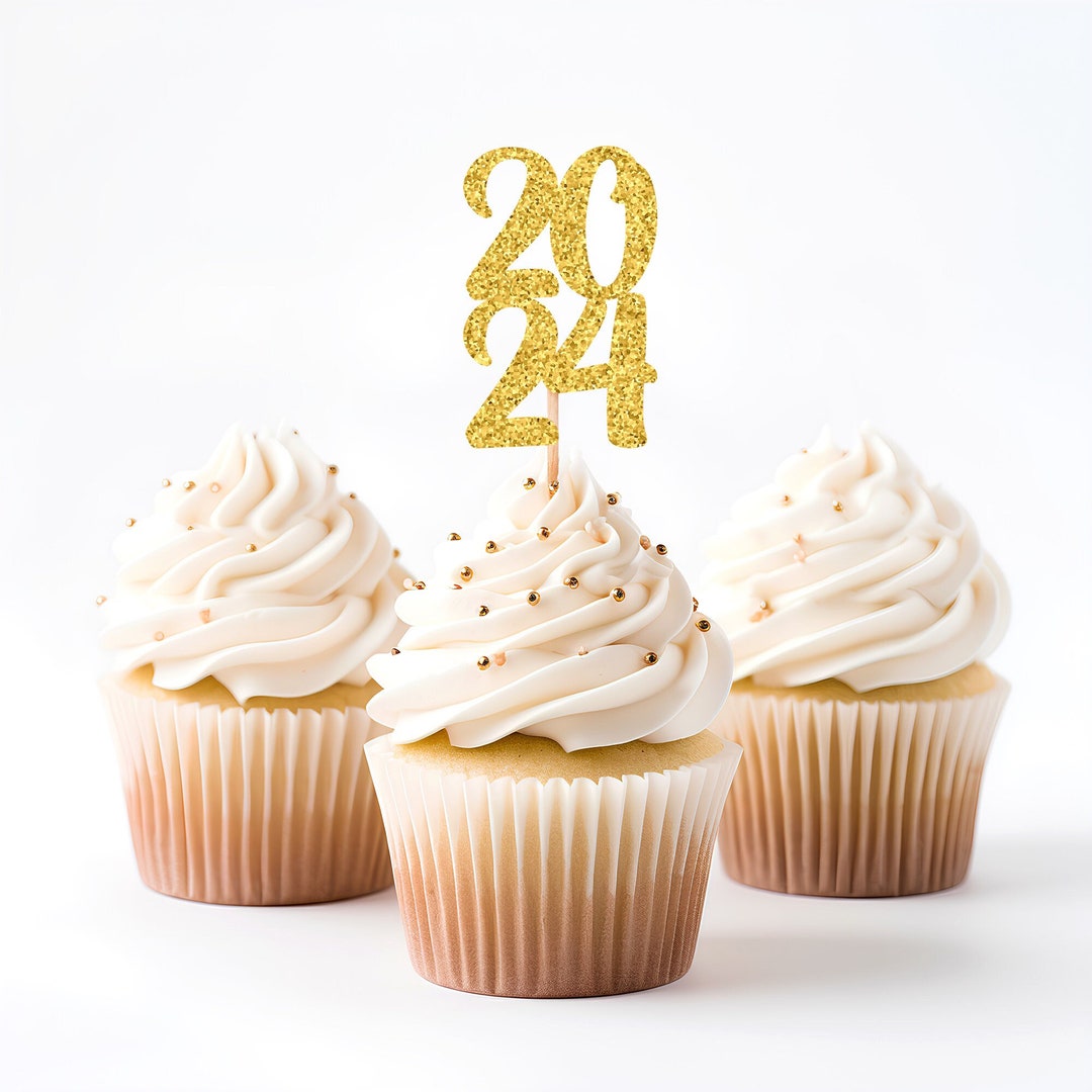 2024 Cupcake Toppers, Custom Cardstock, Dessert Topper, Wedding Decor