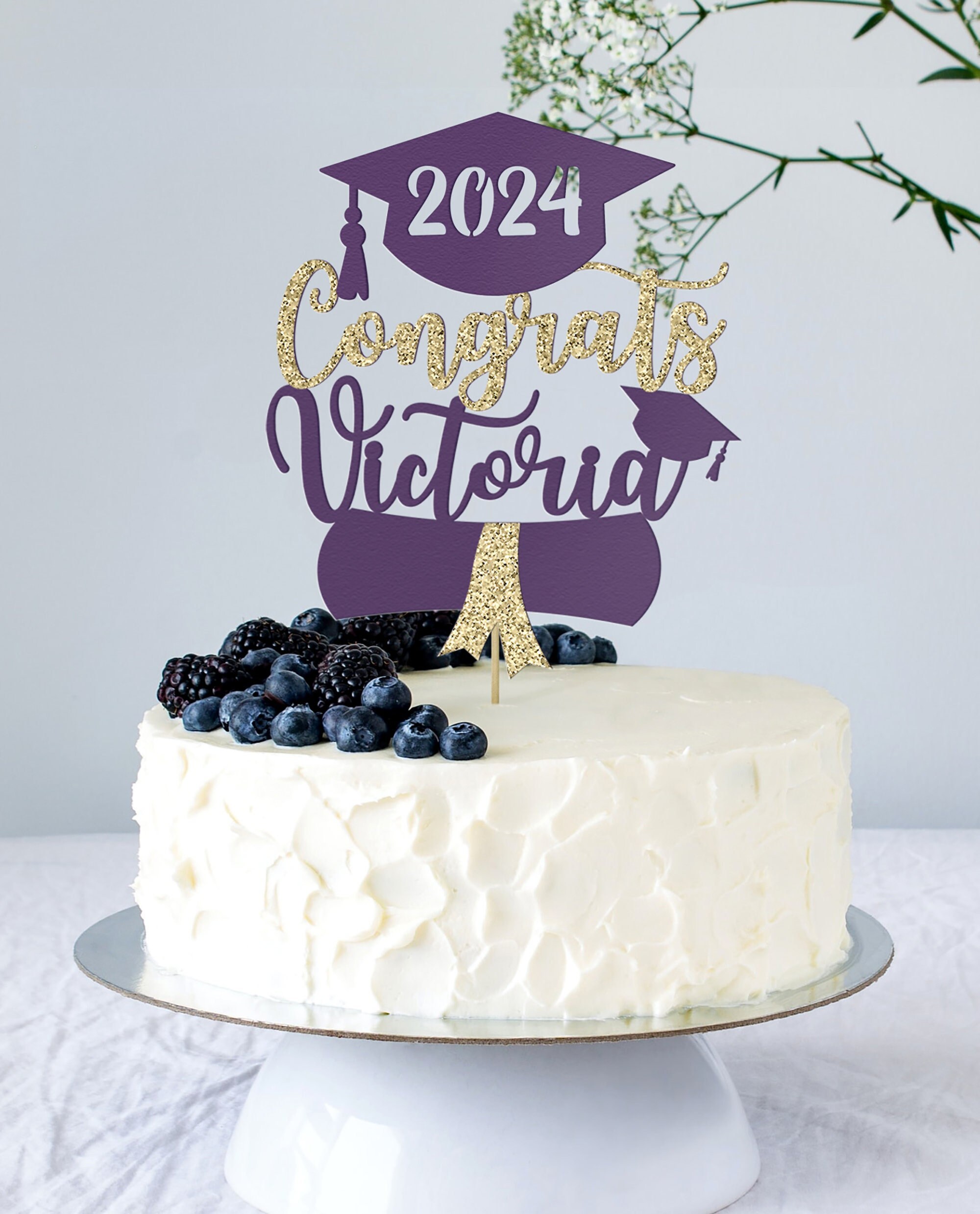 Graduation Diploma Layon Cake Topper and 1 Paper Diploma - - Includes 12  Thank You Reflective Stickers