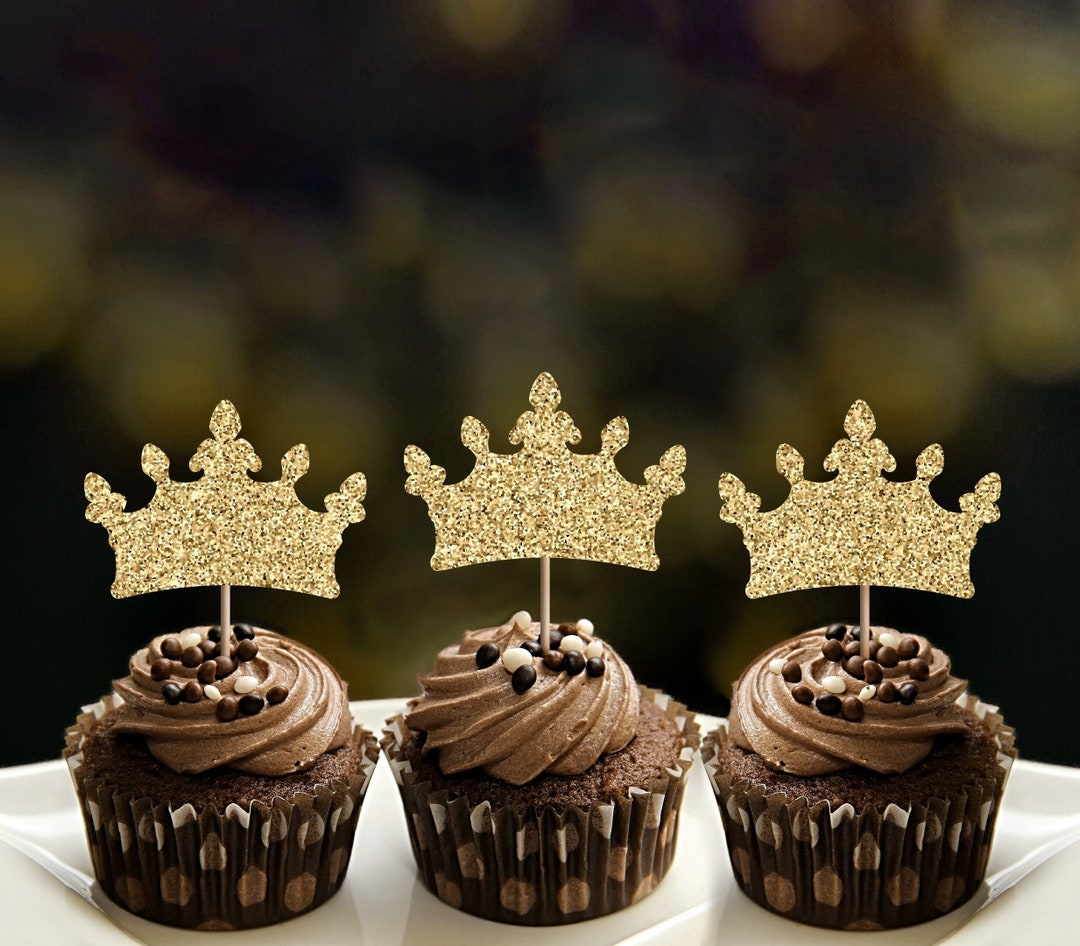 Crown Cupcake Topper Custom Premium Glitter Cardstock Personalized