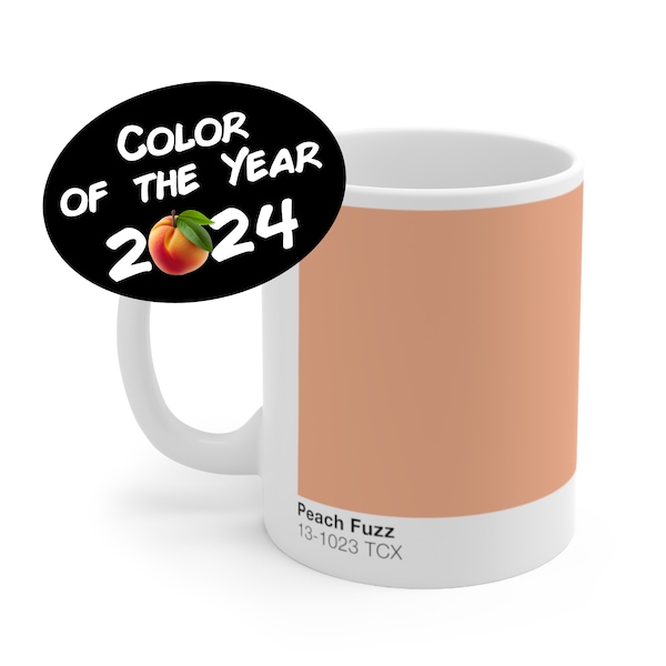 Pantone Color of the Year 2024 - Peach Fuzz. Graphic designer gift. Design lover gift idea. Mug for designer. Interior design gift