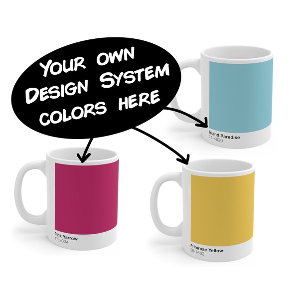 Customizable Pantone mug. Gift for graphic designer and product designer. Design team mug. Custom design gift for clients.