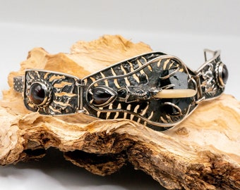 925 Sterling silver bracelet with real lynx claw