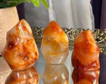 Mini Carnelian Flames | Carnelian Crystal Carving Home Decor