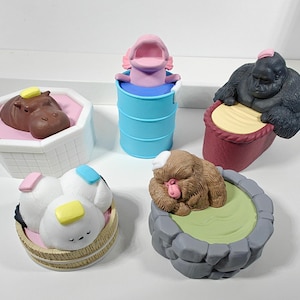 1 Gorilla
2 Japanese macaque
3 Axolotl
4 Long-tailed Tits
5 Pygmy hippopotamus