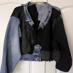 Reworked Denim Jacket, Scrap Jacket, Denim Patchwork Lightweight Jacket ...