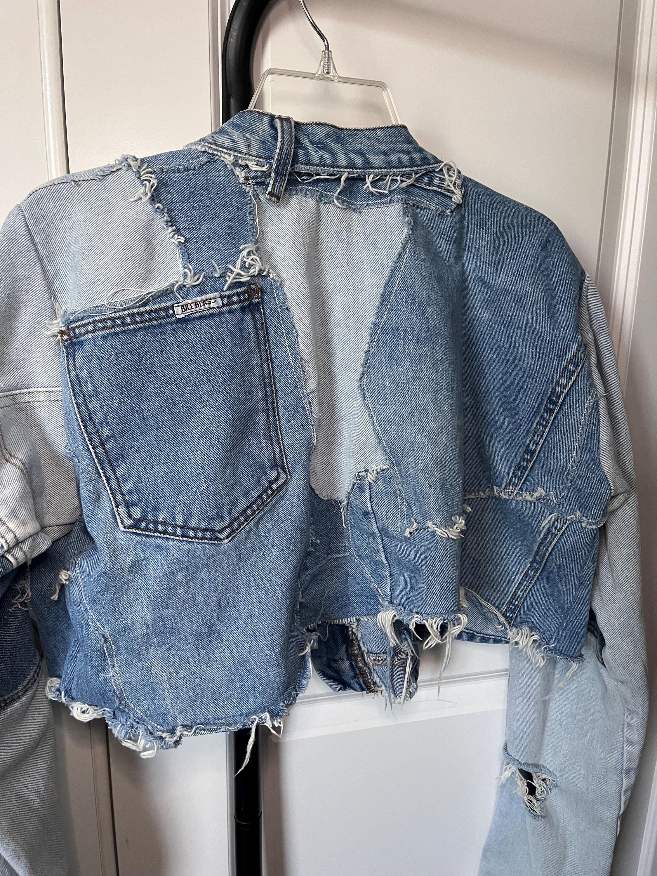 Scra Jacket Reworked Denim Jacket, Scrap Jacket, Denim Patchwork Lightweight Jacket ...