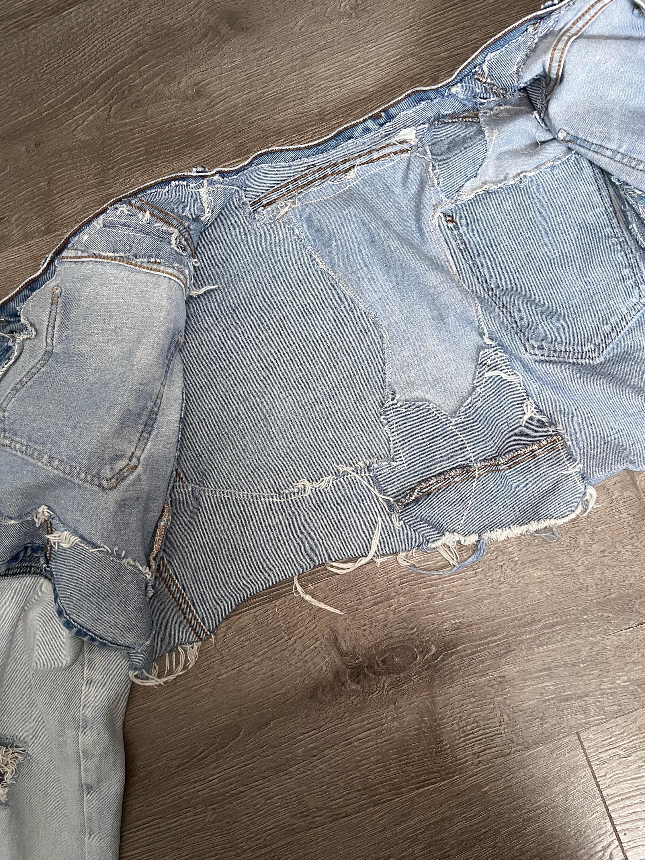 Scra Jacket Reworked Denim Jacket, Scrap Jacket, Denim Patchwork Lightweight Jacket ...