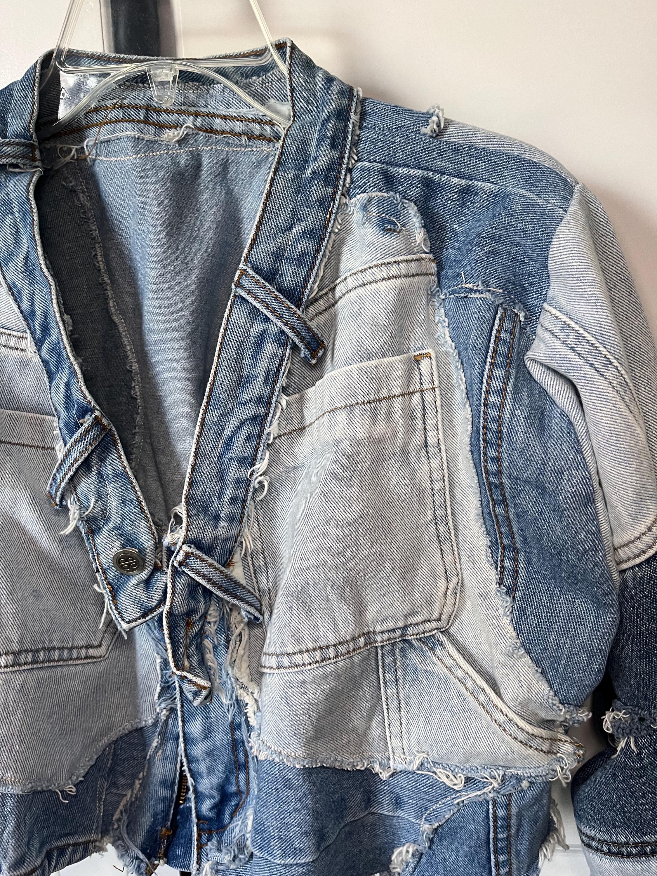 Scra Jacket Reworked Denim Jacket, Scrap Jacket, Denim Patchwork Lightweight Jacket ...