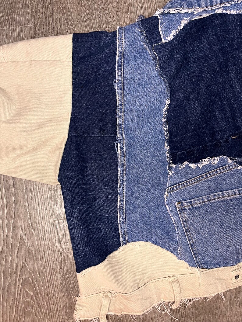Reworked Denim Jacket, Scrap Jacket, Denim Patchwork Lightweight Jacket ...