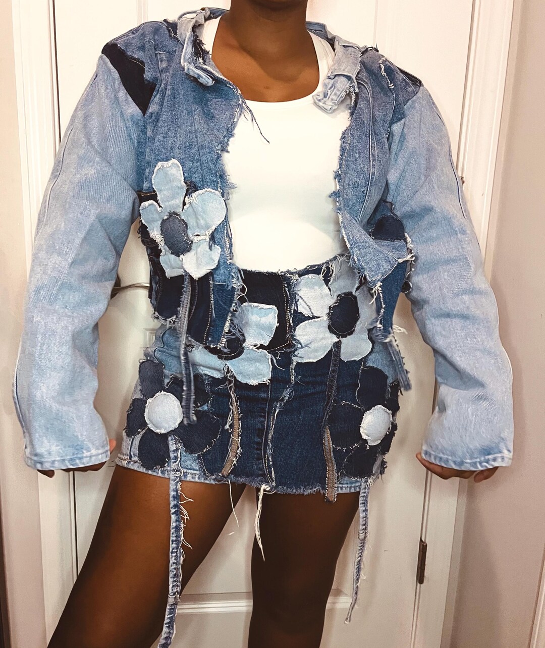 Reworked Denim Jacket, Scrap Jacket, Denim Patchwork Lightweight Jacket ...