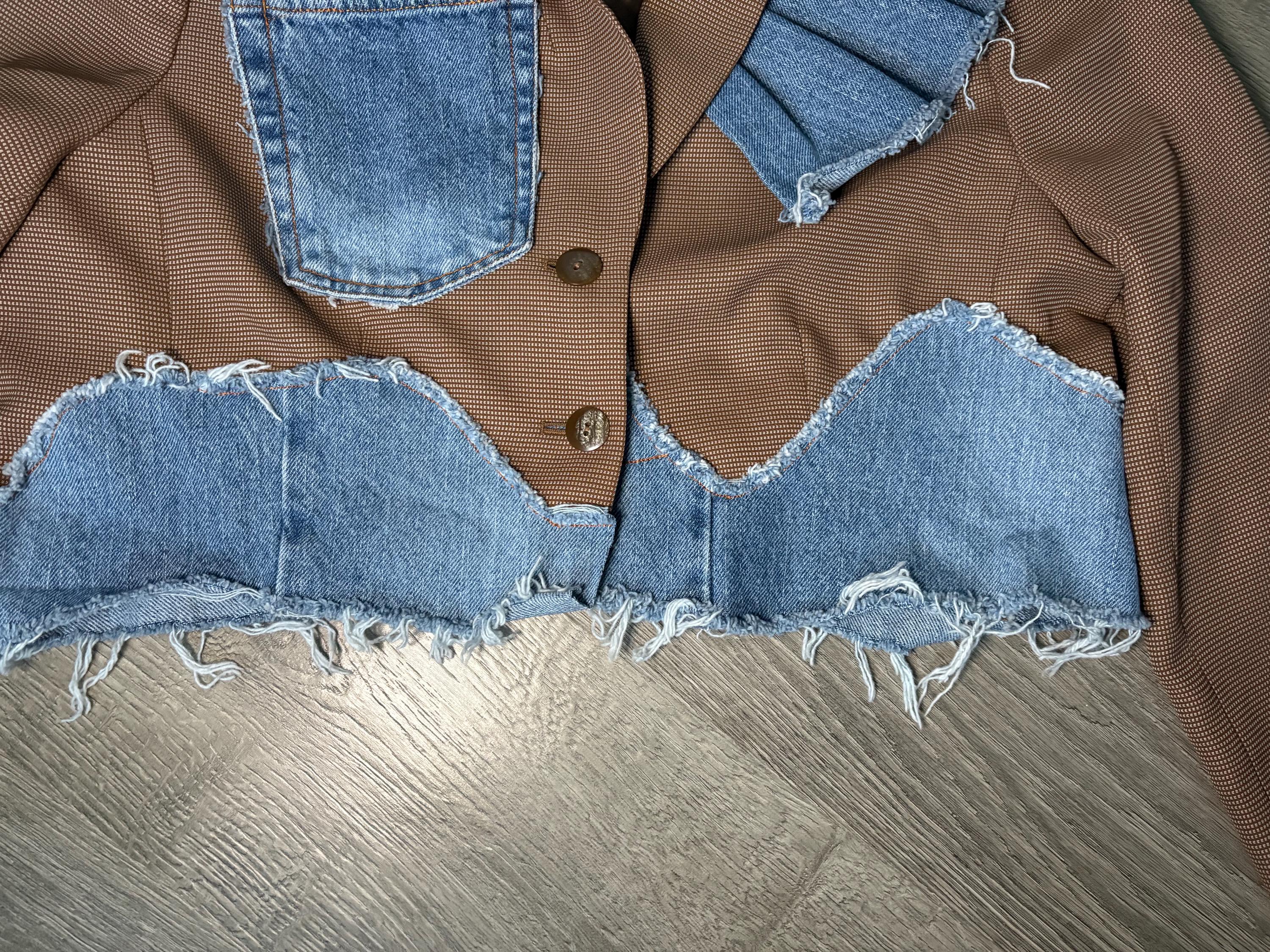 Scra Jacket Reworked Denim Jacket, Scrap Jacket, Denim Patchwork Lightweight Jacket ...