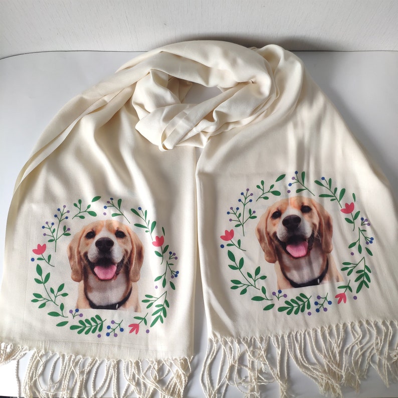 Custom Photo Scarf Gift, Personalized Picture Flower Scarf, Pets Lover