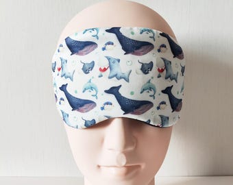 Ocean Themed Cartoon Sleep Eye Mask with Cooling Gel Pocket, Soft Adjustable Eye Mask for Travel Nap Meditation, Ideal Holiday Gift