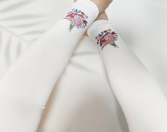 Manchons floraux de protection solaire UV pour femme - Couvre-bras de refroidissement UPF 50+ pour le jardinage en voiture - Cadeau pour la fête des Mères