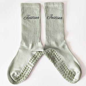Personalized Yoga Socks with Grip: Custom Text/Image, Pilates Barre Socks