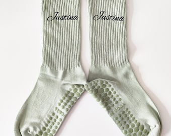 Custom Pilates Socks Personalized Yoga Socks with Text Image Pilates Lover Gifts
