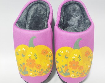 Women’s Pumpkin Halloween Slippers Cozy Plush Indoor Outdoor Shoes Gift for Her