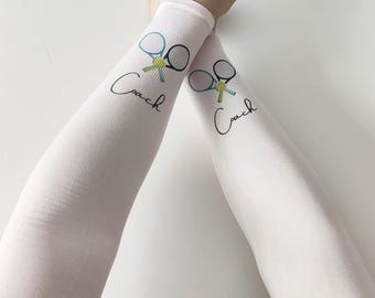 Personalized Tennis Arm Sleeves, Custom Name Sun Protection Arm Covers for Players, Women Tennis Gear Gifts