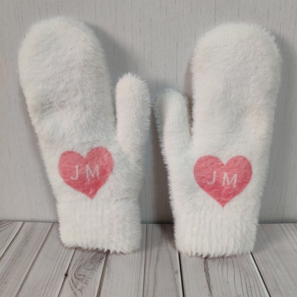 Personalized Mitten, Custom Fluffy Mitten for Women, Valentine's Gift