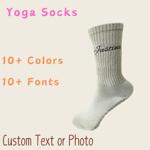 Personalized Yoga Socks with Grip – Custom Text or Image – Non-Slip Pilates Socks for Women – Gift for Yoga Lovers – Custom Barre Socks