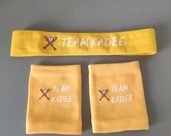 Conjunto de muñequeras deportivas personalizadas: diadema y muñequeras personalizadas del equipo