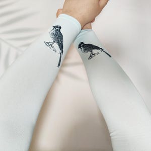 Bird Pattern UV Arm Sleeves - UPF 50+ Eco-Friendly Sun Protection for Gardening, Bird Watching, Fishing Sports Lightweight Breathable