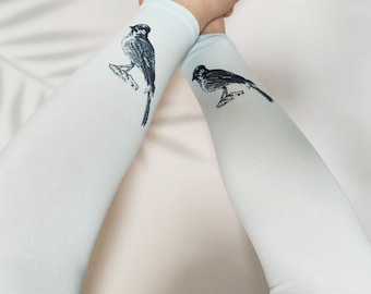 Bird Pattern UV Arm Sleeves - UPF 50+ Eco-Friendly Sun Protection for Gardening, Bird Watching, Fishing Sports Lightweight Breathable