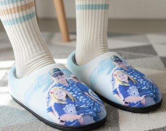 Custom Closed Heel Slippers with Photo Personalized Warm Winter Gift for Christmas Slippers
