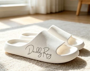 Personalized Dad Slippers, Custom Name Papa Slippers, Father’s Day Gift, Dad Birthday Gift, Custom Text House Slippers for Men