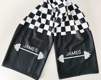 Personalisiertes Fitnessstudio-Handtuch mit Namen, Personalisiertes Langhantel-Trainingstuch, Fitness-Sportgeschenke, Gewichtheben Zubehör