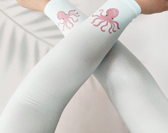 Ocean Theme Sun Protection Arm Sleeves UPF 50+ | Fishing Gardening Cycling Sleeves | Sea Life Graphic Arm Covers | Tattoo Cover Up Gift
