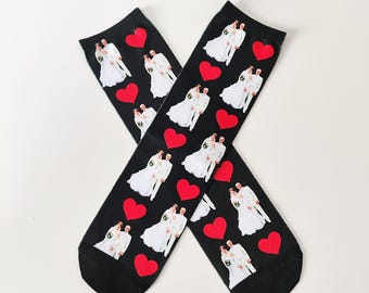 Personalized Bridal Party Socks Groomsman Bridesmaid Wedding Gifts for Couple