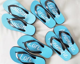 Custom Name Flip Flops: Personalized Slippers, Bride Sandals, Bridesmaid Flip Flop, Wedding