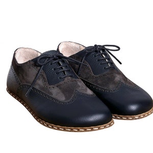 Men Barefoot BLACK OXFORD Shoes, Black Leather Shoes, Handmade, Men Makosen, Turkish shoes, All leather, Zero Drop, Wide Toe Box