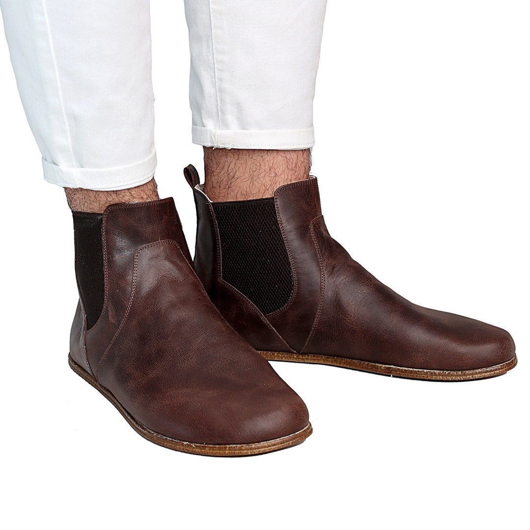Men Barefoot BROWN CHELSEA Boot Brown Crazy, Men Barefoot Boots ...