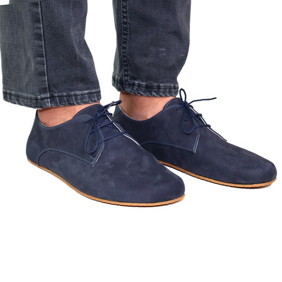 Buy Men Zero Drop Oxford Barefoot NAVY BLUE NUBUCK Leather