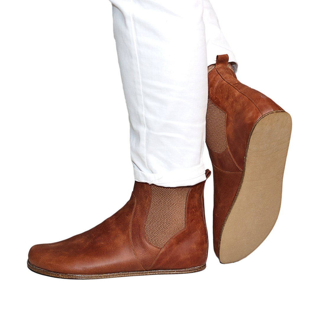 Men Barefoot TAN CHELSEA Boot Tan Crazy, Men Barefoot Boots, Flexible ...
