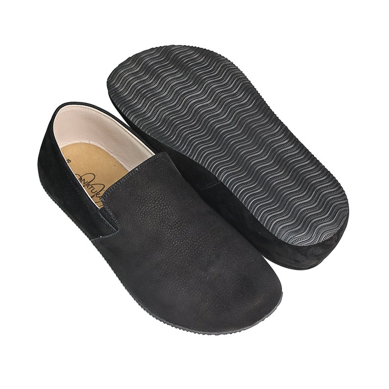 Women Barefoot BLACK SLIP-ON Leather Shoes, barefoot shoes, Wide Toe Box, yemeni, Handmade, feelground shoes, Zero Drop, Comfotable Shoes image 4