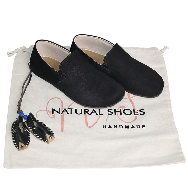Women Barefoot BLACK SLIP-ON Leather Shoes, barefoot shoes, Wide Toe Box, yemeni, Handmade, feelground shoes, Zero Drop, Comfotable Shoes image 3