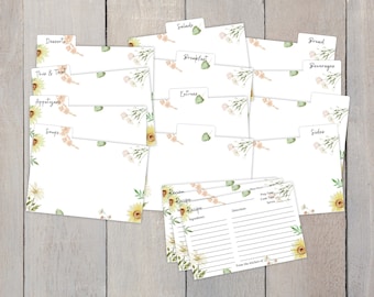 Receptavdelarflikar, 4 x 6 receptkortavdelare, Receptkort och avdelare, Blommiga receptkort, Blommiga receptkort, Avdelare till receptlåda