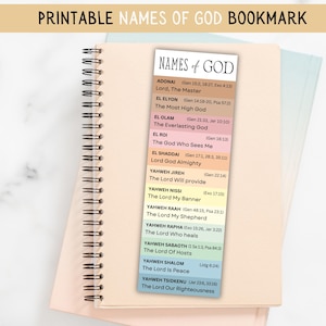 Names of God bookmark, Attributes of God, Printable Bible bookmark, Names of God Prints, Bible Study Bookmarks, Bible Study tools