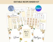 Recipe Book Template Canva, Printable Recipe Binder Kit, Recipe Binder Template, Editable Cookbook Template, Family Recipe Book Printable,