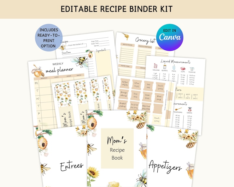 Recipe Build Chart.pdf Recipe Book Template Canva, Printable Recipe Binder Kit, Recipe Binder ...