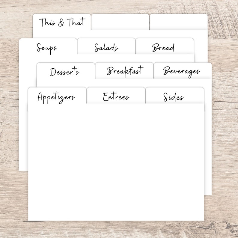 Recipe Box Dividers 4x6, Card Divider Tabs, Recipe Box Labels