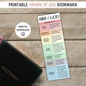 Armor of God Ephesians 6:10 bookmark, Full armor of God, Ephesians 6 10 bookmark, Ephesians 6 10, Bible bookmark for women