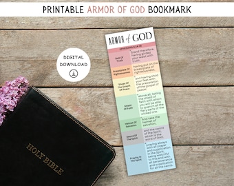 Armor of God Ephesians 6:10 bookmark, Full armor of God, Ephesians 6 10 bookmark, Ephesians 6 10, Bible bookmark for women