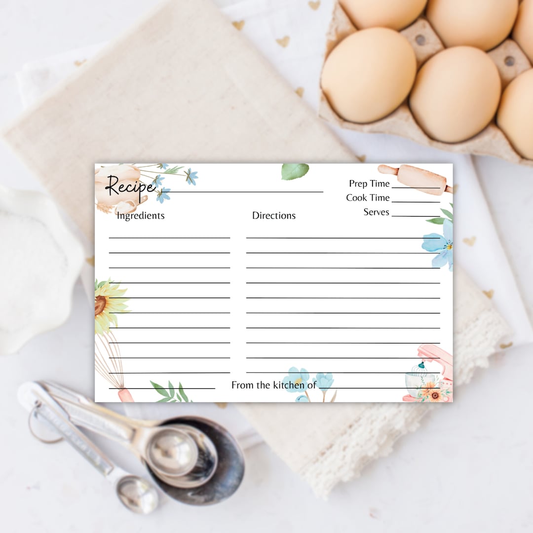 Recipe Cards 4x6, Farmhouse Recipe Card, Recipe Card Printable 8.5x11 ...